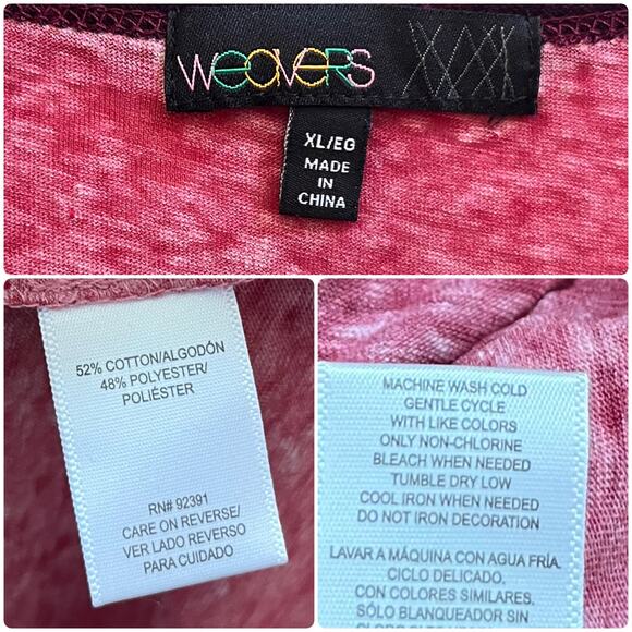 Weavers Women’s Burnout Crew Neck Ringer Tee Shirt Size XL - Picture 10 of 11